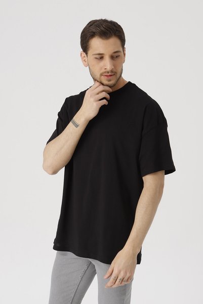 Gambocci Oversize Unisex Black Basic T-shirt