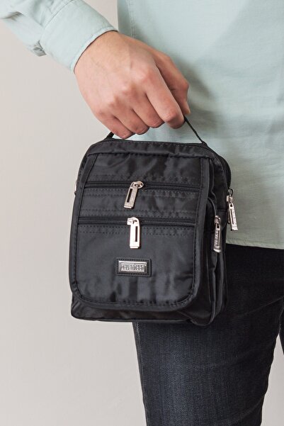 İMAKS Чанта с много джобове, с дръжка за ръка и презрамка, черна 2249