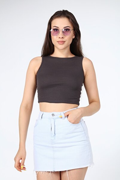 AFŞAR MODA Women's Zero Sleeve Camisole Crop Blouse