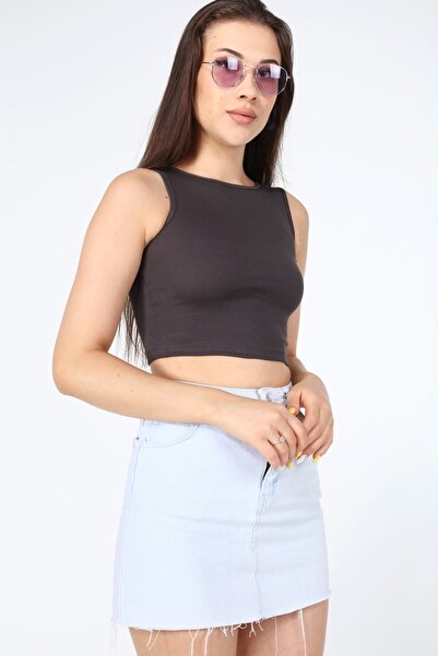 AFŞAR MODA Women's Zero Sleeve Camisole Crop Blouse