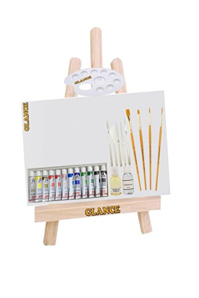 GLANCE Masaüstü Şövale Südor Monalisa 12x12 ml Ekonomik Yağlı Boya Başlangıç Seti