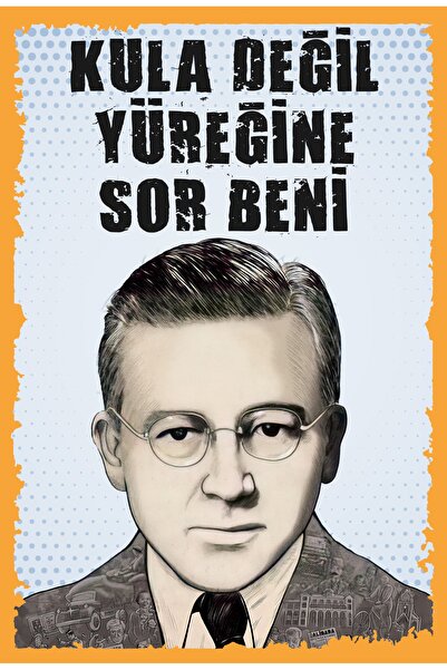 hediyeniburadabul Ξύλινη αφίσα για έργα του Sabahattin Ali