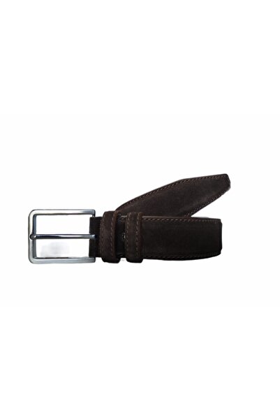 Kar-Pa Genuine Leather Brown Suede Fabric Trouser Belt 3.5 Cm