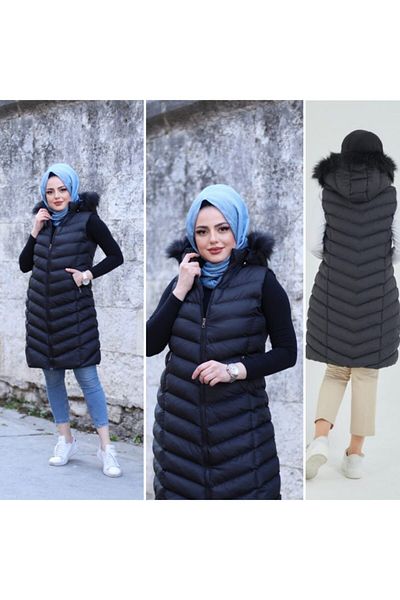 GiydikçeGiyin Hooded Puffer Vest V Model