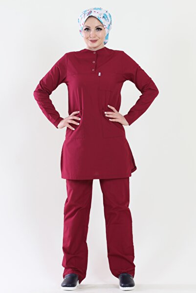 ModaCanel أزياء كانيل الحجاب ممرضة طبيب بورجوندي جيرسي البدلة الطبية