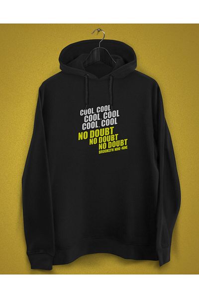 YEACHY Men's Black Brooklyn Nine-nine Hooded Printed Sweatshirt