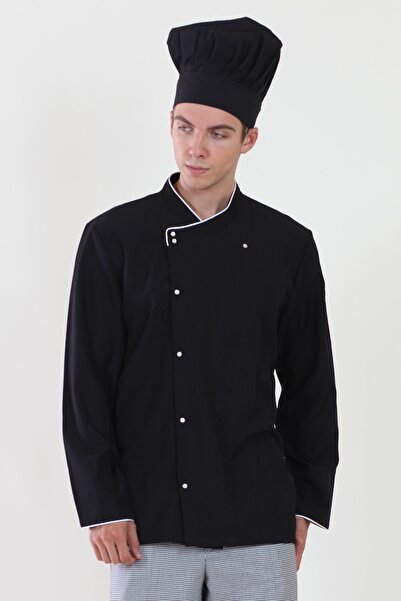 ModaCanel سترة كوك سوداء مع حواف بيضاء من Canel