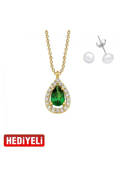 Altın Sepeti Damla Taşlı Anturaj Altın Kolye