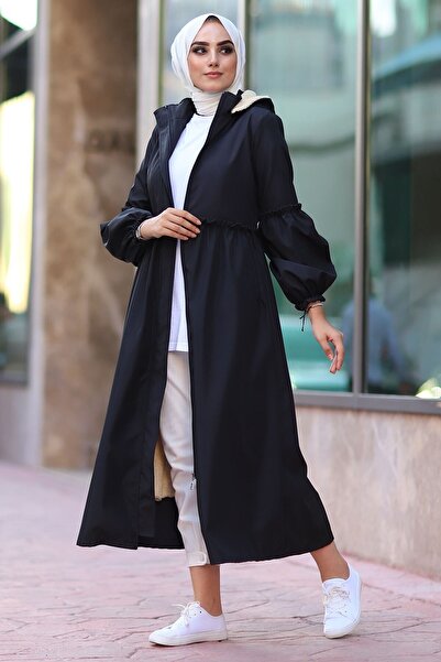 InStyle Kabát s balónovým rukávom - čierny