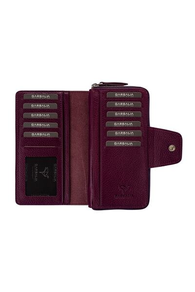 Garbalia Handmade Genuine Leather Plum Portfolio Women's Wallet