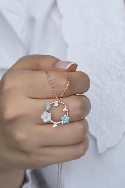 Nereze 925 Ayar Gümüş Bahar Çiçekleri Manolya Çiçeği Kolye