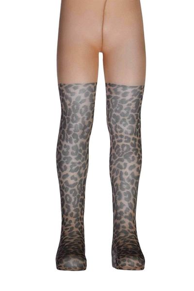 ÇORAPEVİ Gold Baby Leopard Patterned Pantyhose