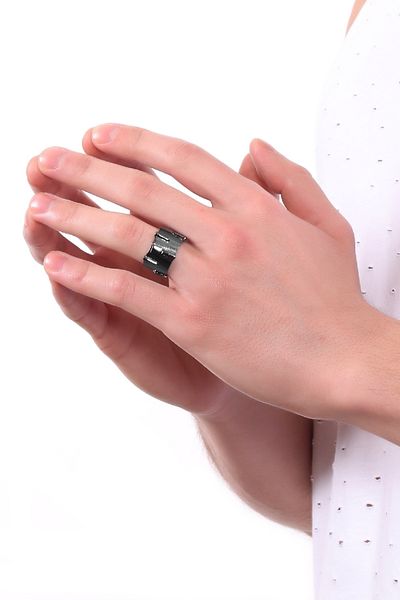 LABALABA Men's Metallic Anthracite Bohemian Ring