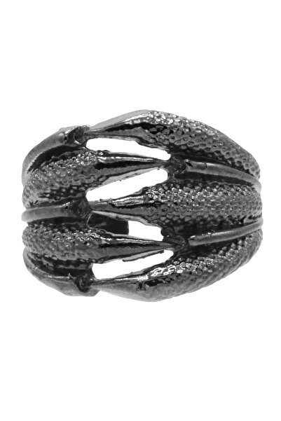 LABALABA Men's Metallic Anthracite Lacquer Plated Adjustable Eagle Claw Ring