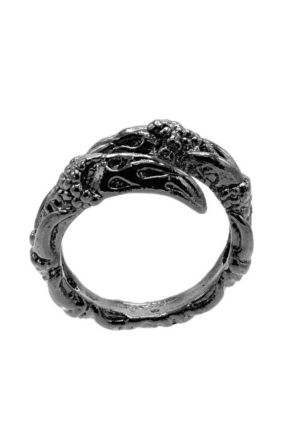 LABALABA Men's Metallic Anthracite Lacquer Plated Adjustable Eagle Claw Ring