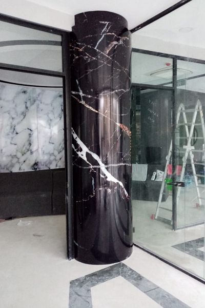 dakik reklam Black Marble Pattern Self Adhesive Foil Cabinet, Countertop, Furniture, Table Decor Covering Foil