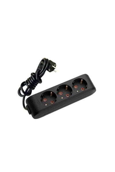 VİKO Multi-let Üçlü 3'lü 3 Metre Kablolu Topraklı Grup Priz Siyah