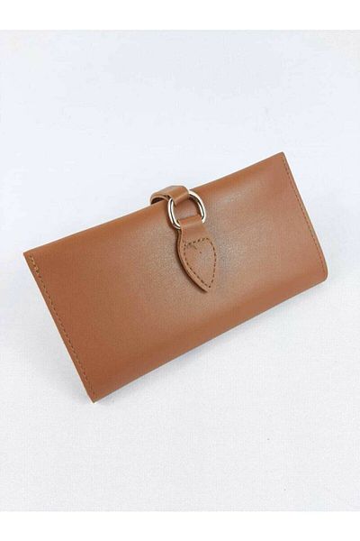 efnanstore Дамски портфейл в кафяво с мека кожена катарама и множество отделения