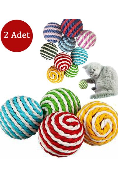 Sdypet Ball Cat Toy Colorful Rope Wrap 4cm - 2 Pieces