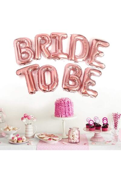 Parti dolabı Harf Folyo Bride To Be Folyo Balon Bekarlığa Veda Balon Seti 16" Inç 40 Cm Rose Gold