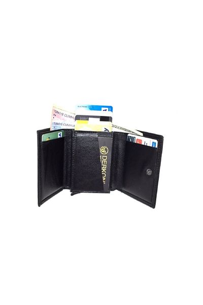 DERKON Rfid Blocker Genuine Leather Wallet with Smart Mechanism