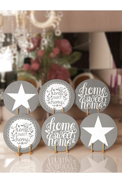 Realhomes Pardoseală gri, 6 bucăți Home Sweet Home tematică și pat de loc