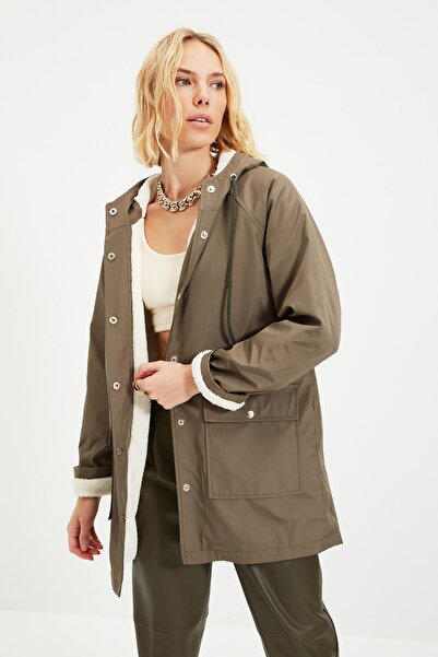 Trendyol Collection Winter Jacket - Khaki - Double-breasted