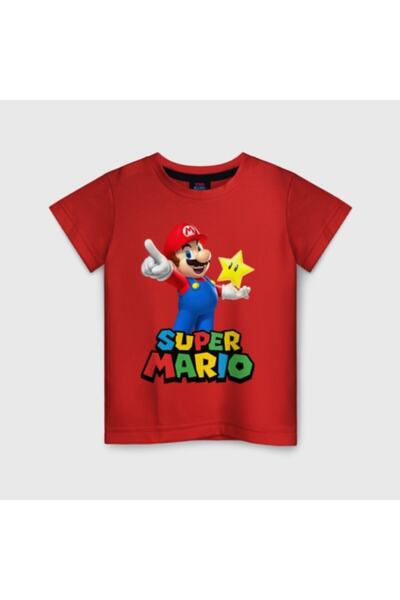 GALASHOP Süper Mario Kırmızı Çocuk Tshirt Model 313