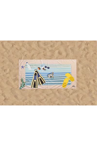 Eight Date Scuba Diver Patterned Beach Towel