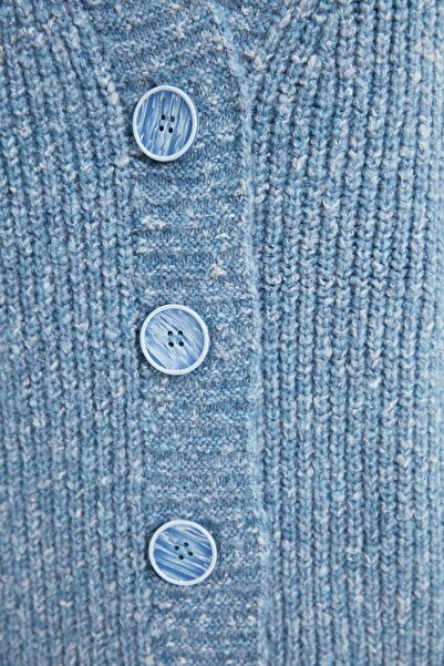 Trendyol Modest Blue Buttoned V-neck Soft Knitwear Cardigan TCTAW22HI0397