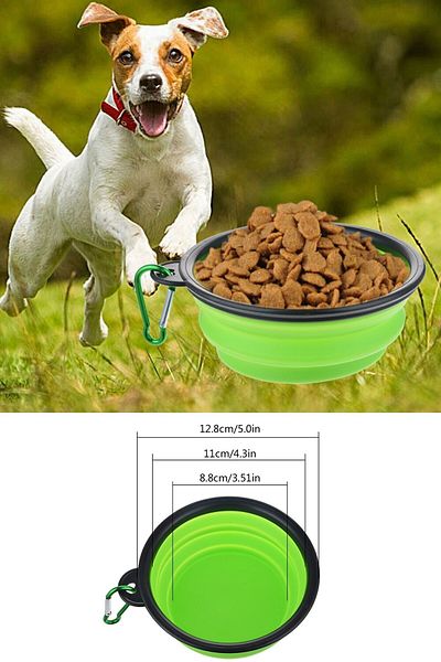 Buffer 2 Pieces Foldable and Portable Cat-Dog Food and Water Bowl Pet Useful Toy