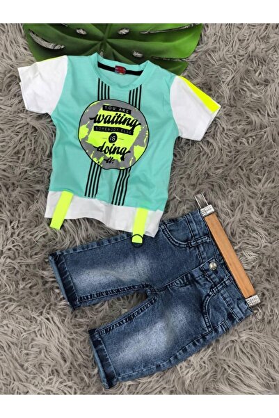 Pink Hippo Kids Неонова стрічка на футболці та джинсові шорти-бермуди