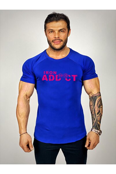 Black İstanbul Plavi muški regular fit -pink Iron Addict- Štampano okrugla kr...