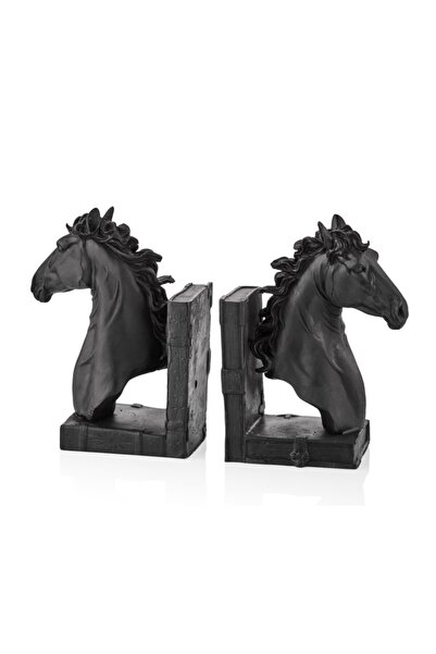 Dekoratif Beton Saksı At Figürlü Kitap Desteği 2'li (22x17cm)