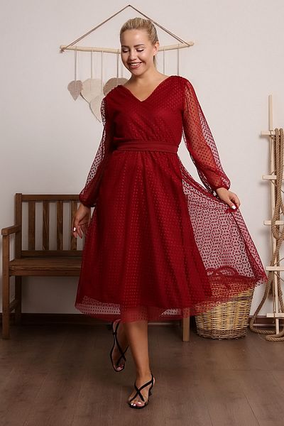 MACFLY Rochie tutu cu buline în V cu centură