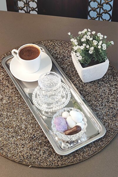 KHAKMA Steel Service Presentation Tray Coffee Tray 1pastm 2 Pieces