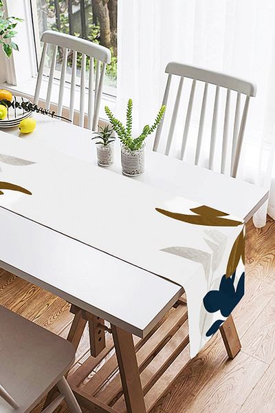 Realhomes Alergăr modern din piele de căprioară, cu design special, cu motiv cu frunze