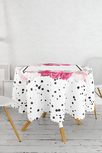 Realhomes Față de masă rotundă digitală imprimată A True Love Story - Diametru 140cm