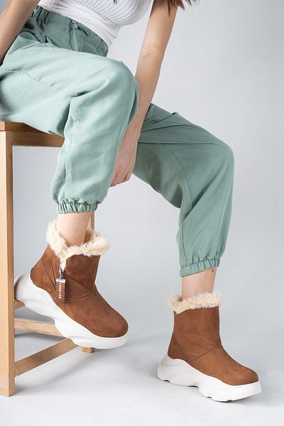 Riccon Tan Suede Γυναικείες Μπότες0012160