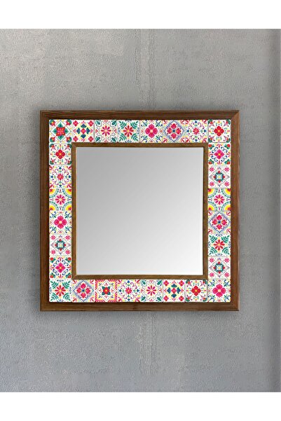 Oscar Stone Decor Masif Çerçeveli Mozaik Taş Ayna 43 Cm X 43 Cm