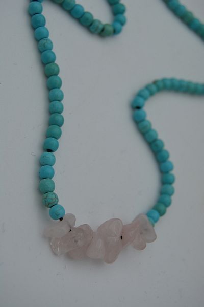 Stoneage Jewellery Pink Quartz And Turquoise Jewelled Metal Free Necklace
