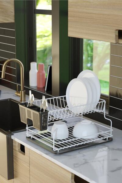 Teknotel Iki Katlı Tabaklık Bulaşıklık Beyaz Kb005