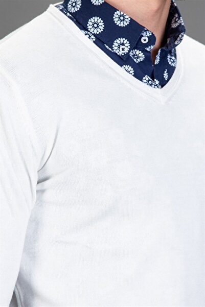 Tudors Ανδρικό βαμβακερό πουλόβερ με στενή κοπή με V λαιμόκοψη