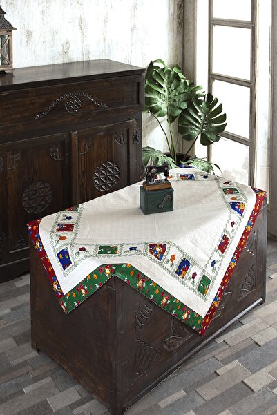 ÖDEL HOME Gray Buldan Fabric Patched Embroidered Tablecloth