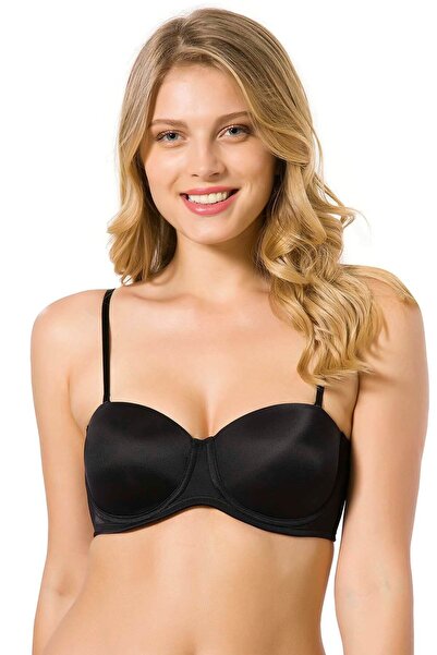 Le Jardin Дамски черен сутиен без презрамки с дантела и микропокритие от сили...