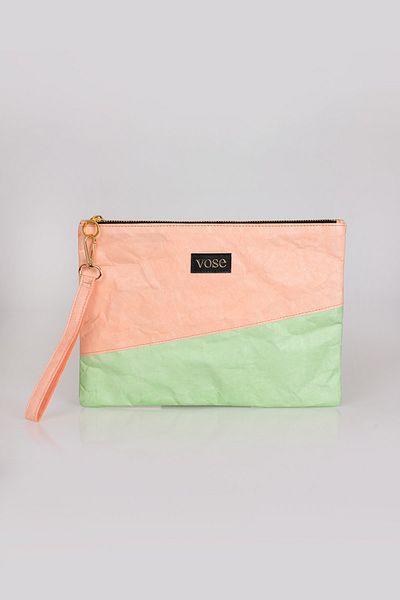 Vose Eco-Friendly and Durable Clutch Bag - Salmon & Green