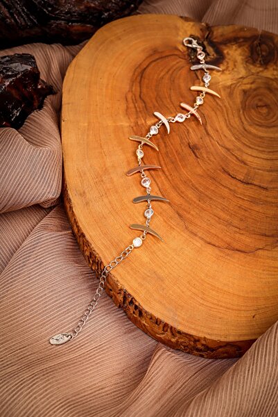 Batı Accessories سوار من حجر الزركون على شكل هيكل السمكة بثلاثة ألوان