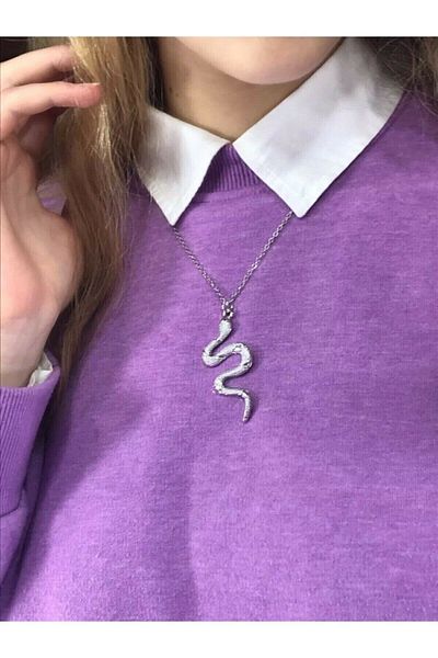 ema Gray Snake Necklace Gift Stylish Ornament Jewelry Accessory