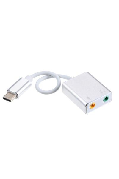 Alfais بطاقة صوت خارجية USB من النوع C 3.5 مع مدخل سماعة رأس ميكروفون 4755 7.1