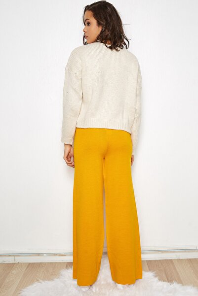 Hopoi Kadın Hardal Bol Paça Pantolon 41023